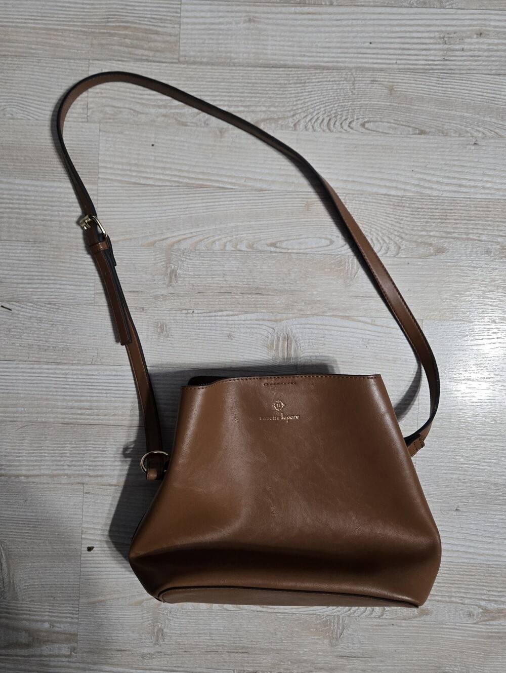 Nanette Lepore Tan Faux Leather Bucket Shoulder Crossbody